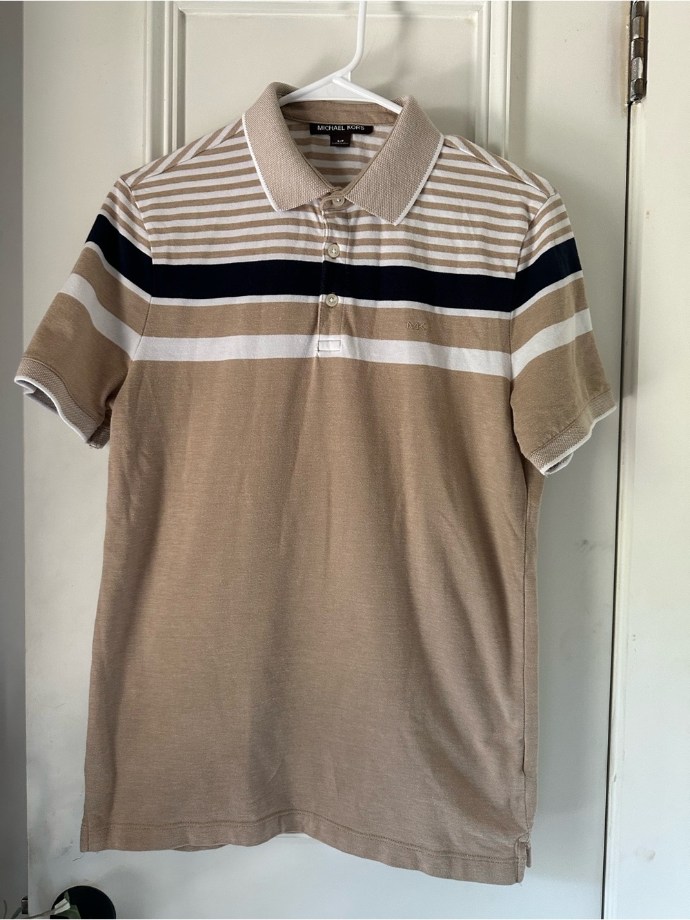 Michael Kors Tan Polo with Navy & White Stripes